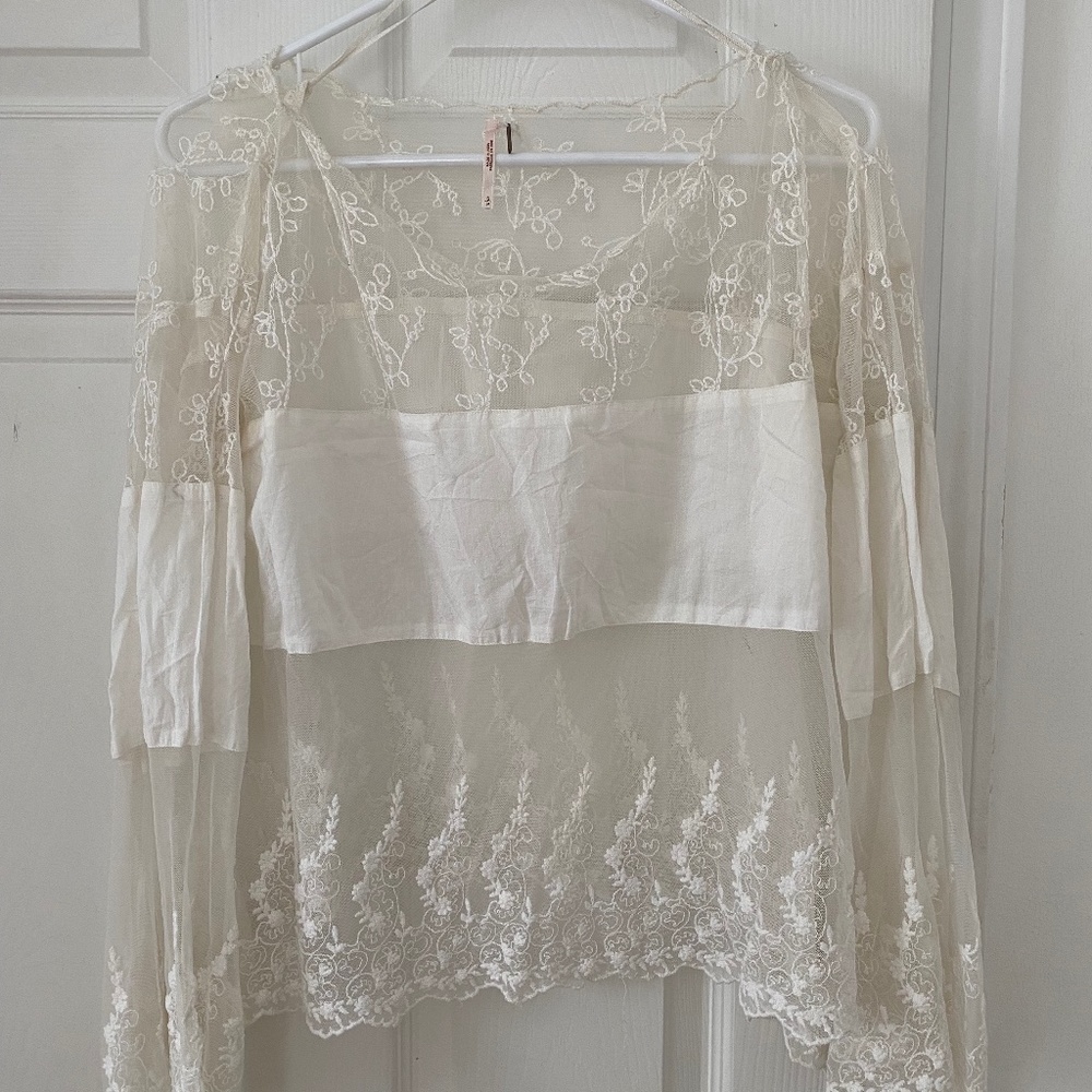 Free People, Small White, Lace shirt